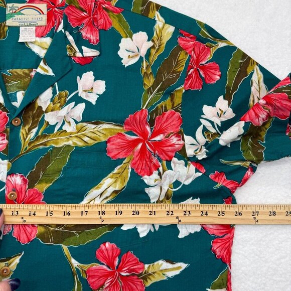 VTG  Paradise Found x LL Bean Button Up Shirt Hawaiian Retro Floral Mens XL - Picture 10 of 11